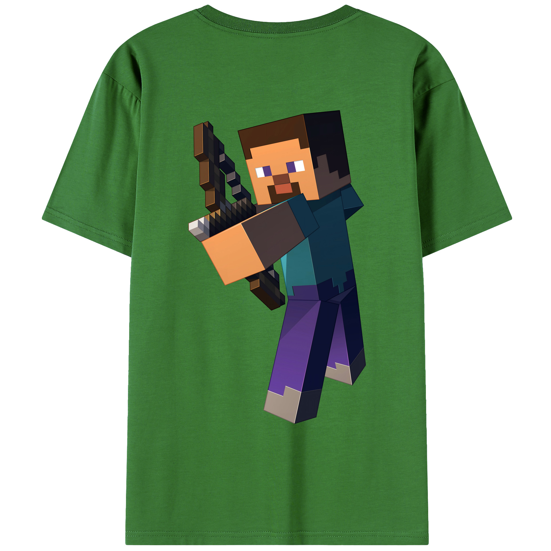 （画像用） マインクラフト ブロックの世界 Minecraft MC Block world レディース半袖Tシャツ(バックプリント)